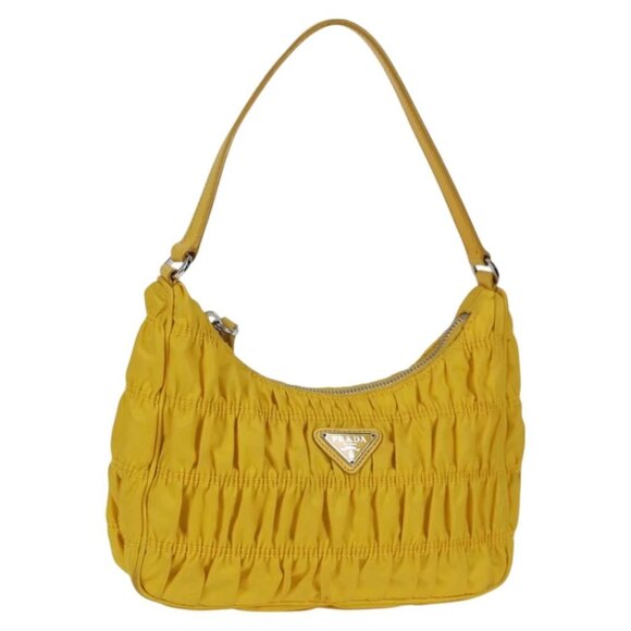 PRADA Accessory Pouch Nylon Yellow Silver Auth 127600V - Picture 9 of 16